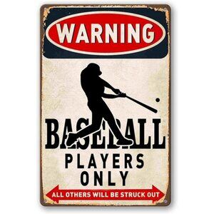 Vintage Baseball Wall Decor Sign - Metal Art for Boys Room Decor, Gift